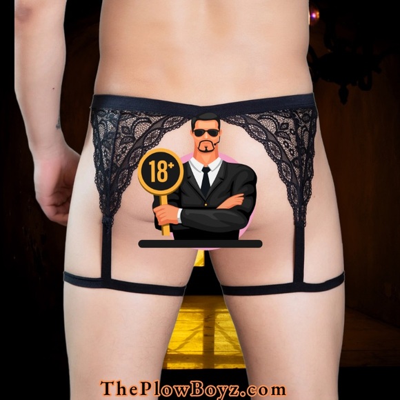 Men’s Lace Thong with  Leg Garter, T-back Thong - Picture 4 of 4